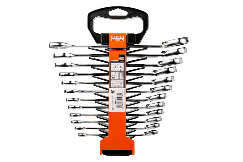 FASTNØKKEL KOMBI SETT 12 STK 8-19 MM M/SKRALLE BAHCO